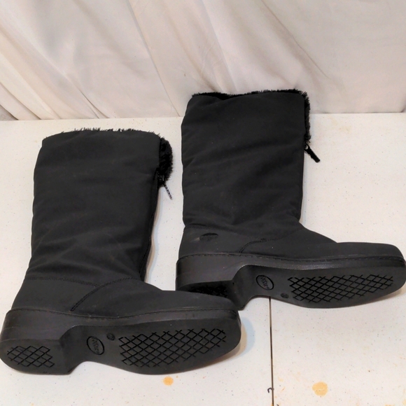 Totes knee high black zip snow rain boots size 7 1/2 - Picture 1 of 7